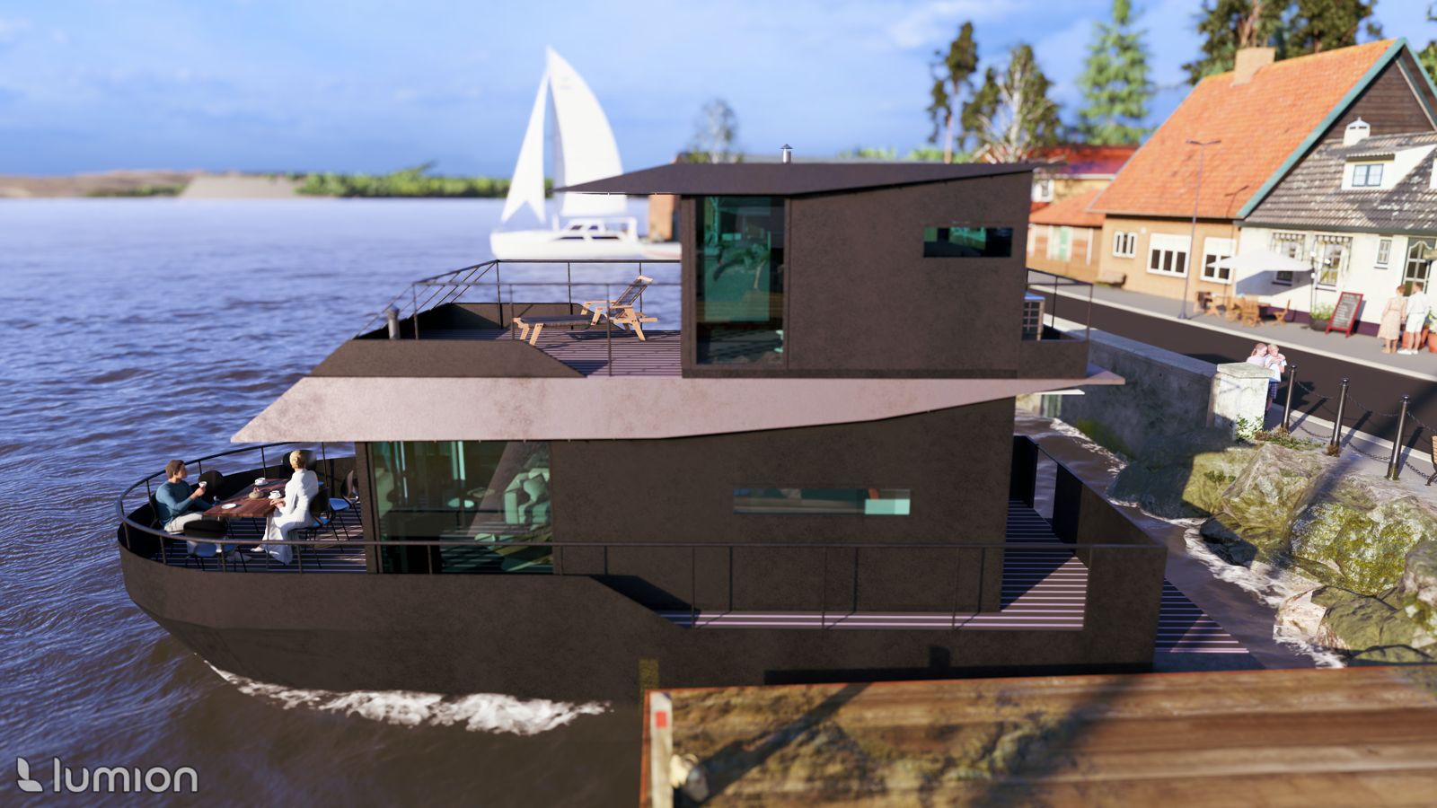 Aqualoft yacht at marina